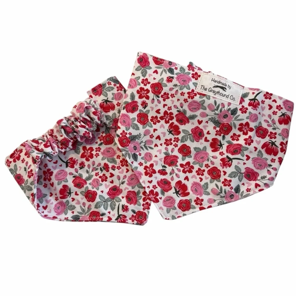 Floral Dog Bandana - Pink and Red by The Greyhound Co.